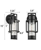 Flynama 1-Light Dusk to Dawn Outdoor Hardwired Wall Lantern Sconce with No Bulbs Included