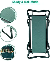 Slickblue Garden Kneeler and Seat Heavy Duty Gardening Stool with Tool Bag & Eva Kneeling Pad