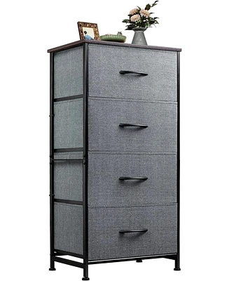 Wlive Dresser with 4 Drawers Fabric Storage Tower Organizer Unit for Bedroom Hallway Entryway Closets Sturdy Steel Frame Wood Top Easy Pull Handle