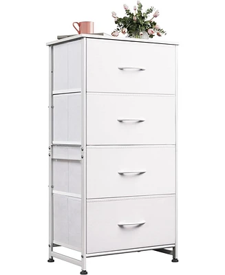 Wlive Dresser with 4 Drawers Fabric Storage Tower Organizer Unit for Bedroom Hallway Entryway Closets Sturdy Steel Frame Wood Top Easy Pull Handle