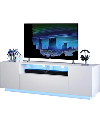 Wlive Tv Stand for 65 Inch Tv Modern Entertainment Center with Led 58" Tv Console with Storage Cabinet Tv Stands for Living Room