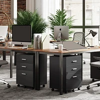 Devaise 3 Drawer Wood Mobile File Cabinet Rolling Filing Cabinet for Letter/A4 Size