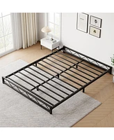 gaomon Queen Size Bed Frame, Metal Low Platform Bed Frame, with Wavy Pattern, Metal Slat Support