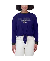 Wear by Erin Andrews Women's Purple Baltimore Ravens Tie-Front Long Sleeve T-Shirt