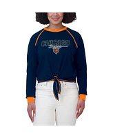 Wear by Erin Andrews Women's Navy Chicago Bears Tie-Front Long Sleeve T-Shirt