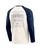 Fanatics Men's White/Navy Dallas Cowboys Raglan Henley Long Sleeve T-Shirt