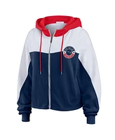 Wear by Erin Andrews Women's Navy/White New England Patriots Color Block Full-Zip Hoodie