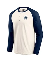 Fanatics Men's White/Navy Dallas Cowboys Raglan Henley Long Sleeve T-Shirt