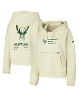 Nike Women's Cream Milwaukee Bucks Courtside Standard Issue Performance Pullover Hoodie