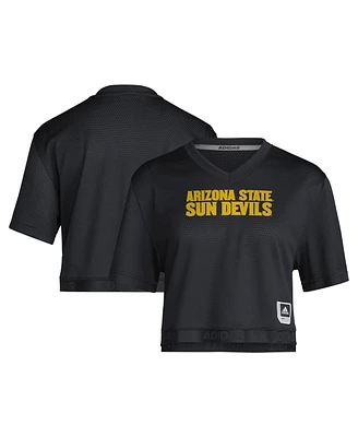 Adidas Women's Black Arizona State Sun Devils Primegreen V-Neck Cropped Jersey