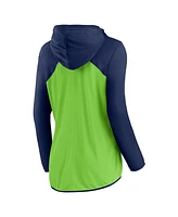 Fanatics Women's Neon Green/College Navy Seattle Seahawks Script Full-Zip Hoodie