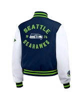 Wear by Erin Andrews Women's College Navy/White Seattle Seahawks Varsity Full-Zip Jacket