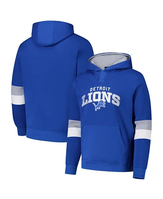 G-iii Sports by Carl Banks Men's Blue/Silver Detroit Lions Adaptive Faceoff Pullover Hoodie