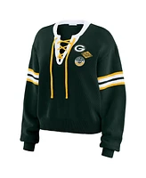 Wear by Erin Andrews Women's Green Bay Packers Lace-Up Sweater