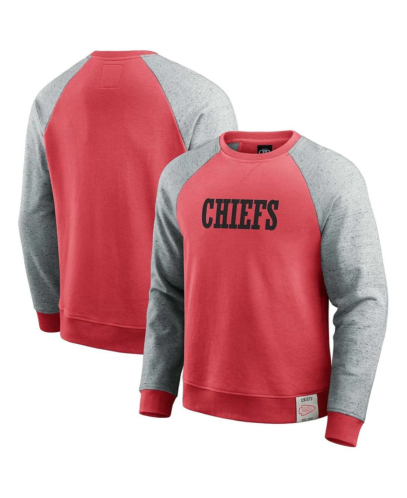 Fanatics Men's Red/Heather Gray Kansas City Chiefs Colorblock Pullover Sweatshirt