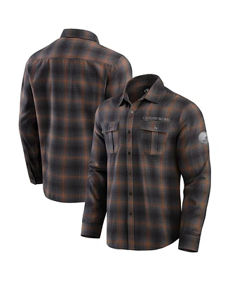 Fanatics Men's Charcoal Cleveland Browns Classic Flannel Long Sleeve Button-Up Shirt