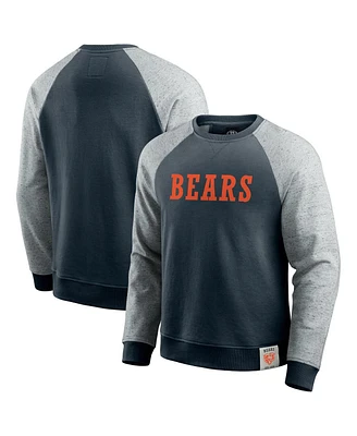 Fanatics Men's Navy/Heather Gray Chicago Bears Colorblock Pullover Sweatshirt