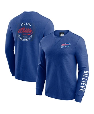 Fanatics Men's Royal Buffalo Bills Washed Waffle-Knit Long Sleeve T-Shirt