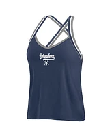 Wear by Erin Andrews Women's Navy New York Yankees Cross Strap Tank Top