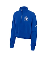 Nike Women's Royal Duke Blue Devils Legacy Elevated Logo Cropped Half-Zip Sweatshirt