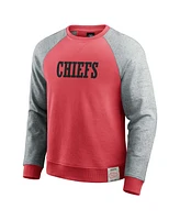 Fanatics Men's Red/Heather Gray Kansas City Chiefs Colorblock Pullover Sweatshirt