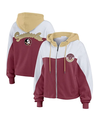 Wear by Erin Andrews Women's Garnet Florida State Seminoles Color-Block Full-Zip Hoodie