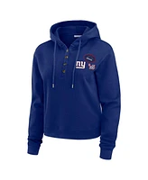 Wear by Erin Andrews Women's Royal New York Giants Waffle Hoodie Pullover Top