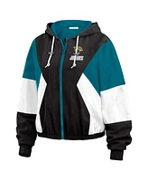 Wear by Erin Andrews Women's Black Jacksonville Jaguars Color Block Full-zip Windbreaker Jacket