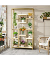 Tribesigns 71” Tall Bookshelf with Metal Frame and Open Display Shelf,Bookcases and Bookshelves