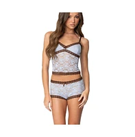 Edikted Women's Dee Pointelle Sheer Lace Tank Top