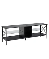 Slickblue Iron Tv Stand with Led Lights Modern Entertainment Center and Media Console Remote Control