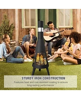 Slickblue 47.6" Metal Chiminea Outdoor Fireplace with Log Grate for Wood Burning