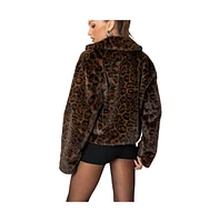 Edikted Women's Lady Leopard Faux Fur Jacket