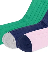 Polo Ralph Lauren Men's Socks, Soft Touch Ribbed Heel Toe 3 Pack