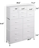 Wlive Tall Dresser for Bedroom Furniture Fabric Dressers Storage Tower with 15 Deep Drawers Closet Hallway Entryway Office w