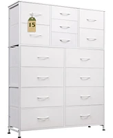 Wlive Tall Dresser for Bedroom Furniture Fabric Dressers Storage Tower with 15 Deep Drawers Closet Hallway Entryway Office w