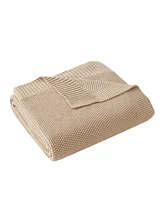 Vcny Home Charlie Chunky Sweater Knit Solid Cotton Throw, 50" x 60"
