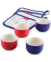 Farberware Disney Home Bon Voyage 6-Piece Ceramic Ramekin and Pot Holder Set