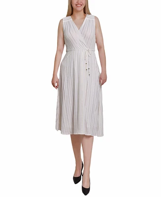 Ny Collection Women's Sleeveless Surplice Vertical Stripe Dress
