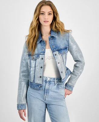 Guess Women's Clara Cotton Cropped Trucker Jacket