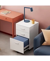 Devaise 3 Drawer Wood Mobile File Cabinet, Rolling Filing Cabinet for Letter/A4 Size