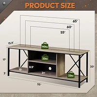 Wlive TV Stand for 55 65 Inch TvEntainment Center with Storage Console Bedroom and Living Room Industrial Midea Open Shelf Met