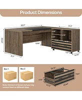 Tribesigns 62.2" Executive Desk with Mobile File Cabinet, L-Shaped Office Desk with Storage Shelves, Large Computer Desk Business Workstation Set for