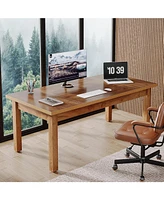 Tribesigns 70 Inch Large Computer Desk, Farmhouse Office Desk Writing Study Desk with Solid Wood Leg's, Executive Desk with Thickened Frame and Board