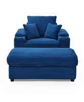 Streamdale Furniture Oversized Accent Chair with Ottoman, Single Sofa Chair with Large Seat and Extra Wide Armrests, Modern Comfy Armchair Reading Cha