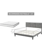 gaomon Bed Frame, Queen Bed Frame Upholstered Platform with Square Velvet Headboard, Wooden Slats Support