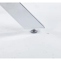 Dining Table with cross metal leg and tempered glass,Modern Space Saving Kitchen Table for Living Room,chrome legs