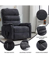 Streamdale Furniture Grey Chenille Dual Motor Infinite Position Up to 350 Lbs Power Lift Recliner Chair with Power