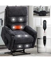 Streamdale Furniture Grey Chenille Dual Motor Infinite Position Up to 350 Lbs Power Lift Recliner Chair with Power