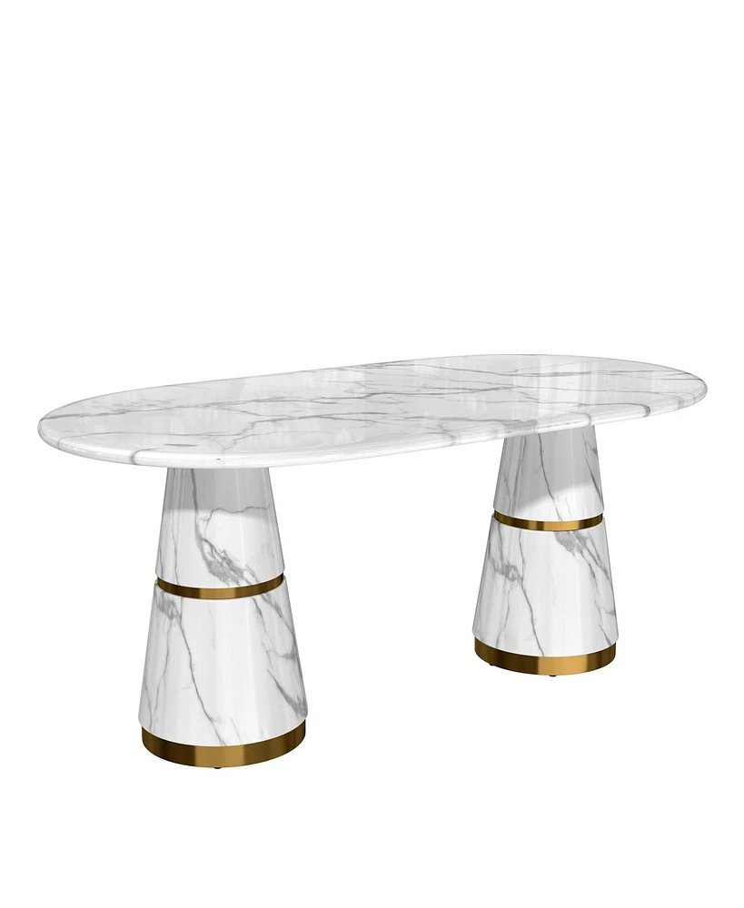 Boyel Living 70-Inch Modern Marble Countertop Dining Table (Table For 6 People)